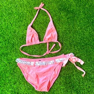 Vintage Vix rhinestone satin belt bikini sz S